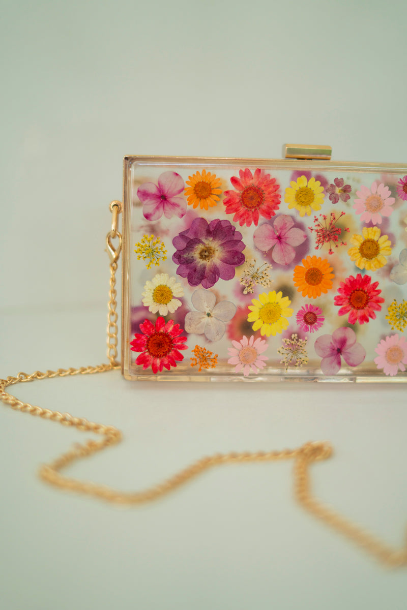 MULTICOLORED FLORAL CLUTCH