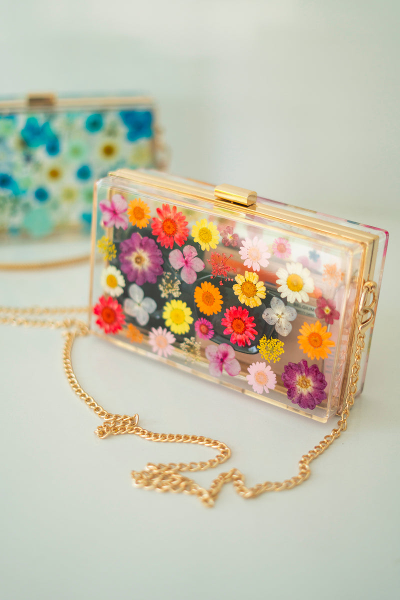 MULTICOLORED FLORAL CLUTCH