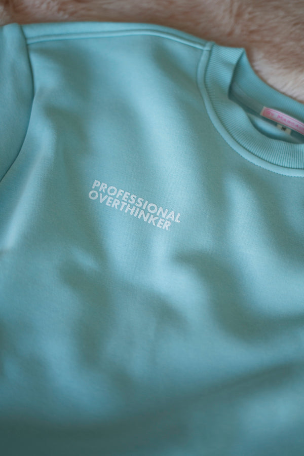 PROFESSIONAL OVERTHINKER BLUE SWEATER