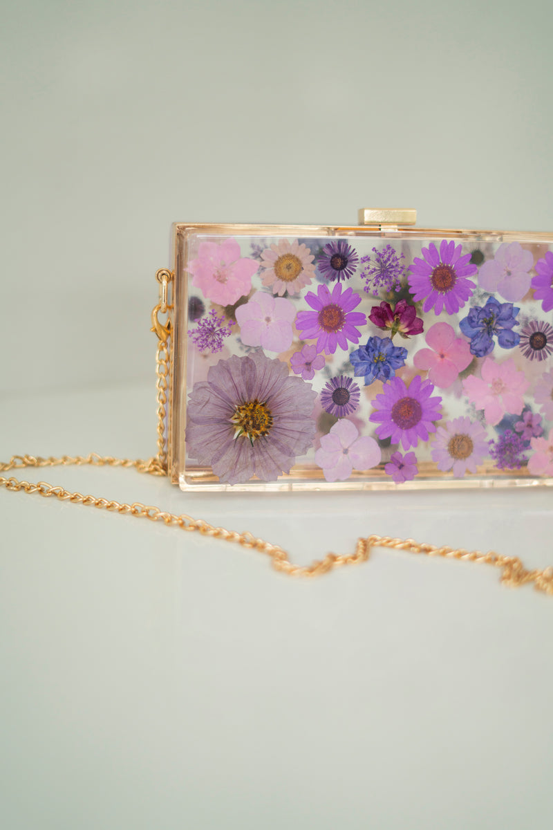 PURPLE FLORAL CLUTCH