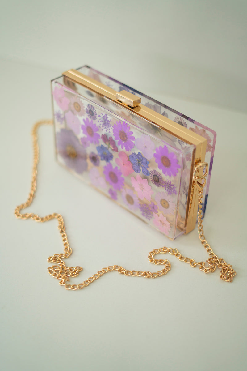 PURPLE FLORAL CLUTCH