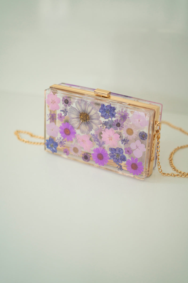 PURPLE FLORAL CLUTCH