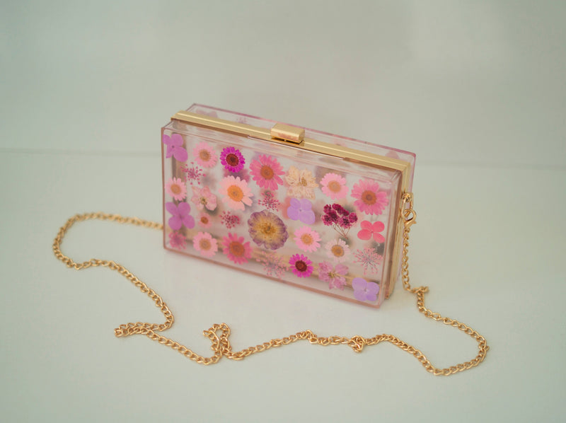 PINK UNICORN FLORAL CLUTCH