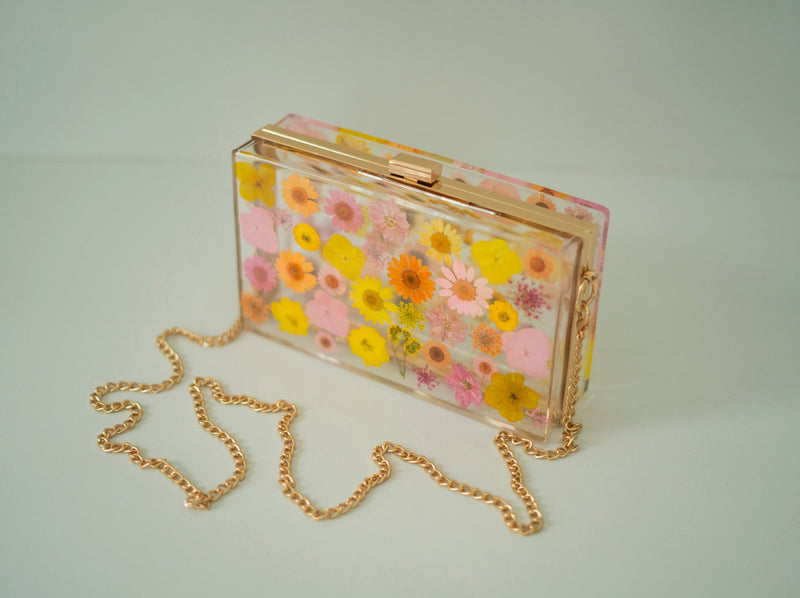 PINK/YELLOW FLORAL CLUTCH