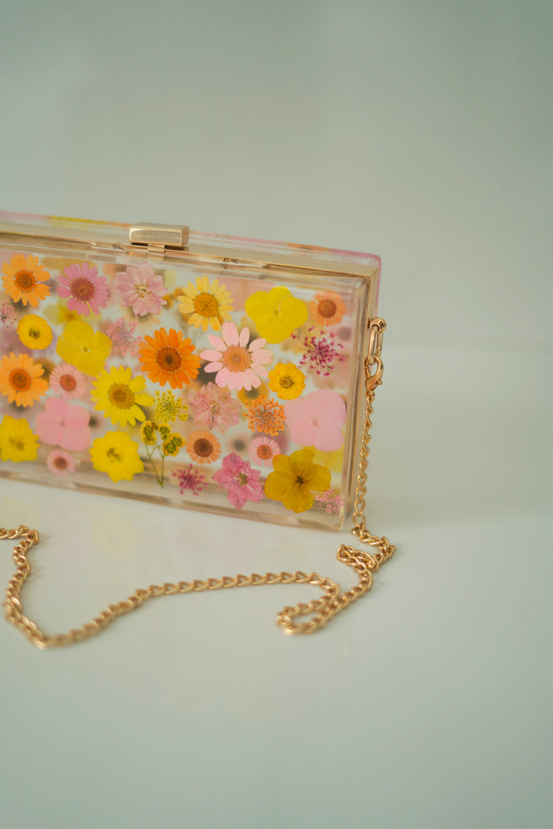 PINK/YELLOW FLORAL CLUTCH