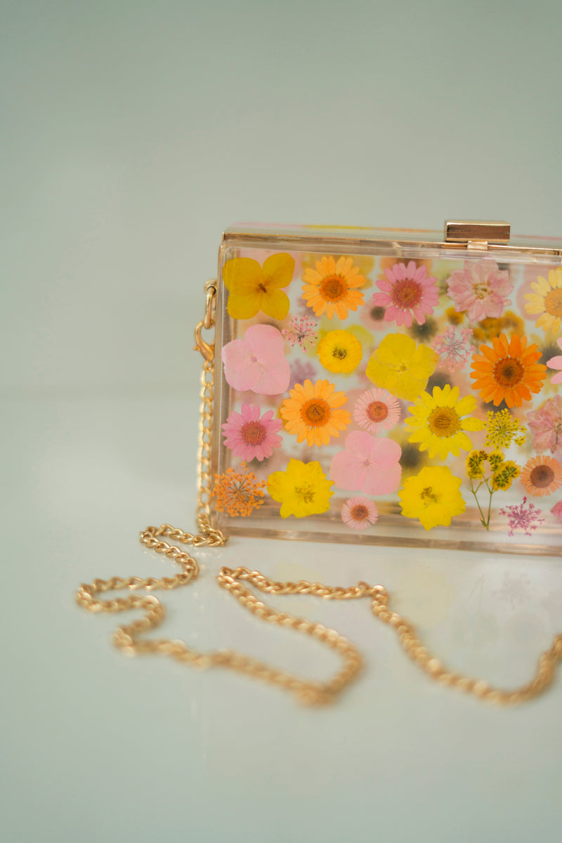 PINK/YELLOW FLORAL CLUTCH