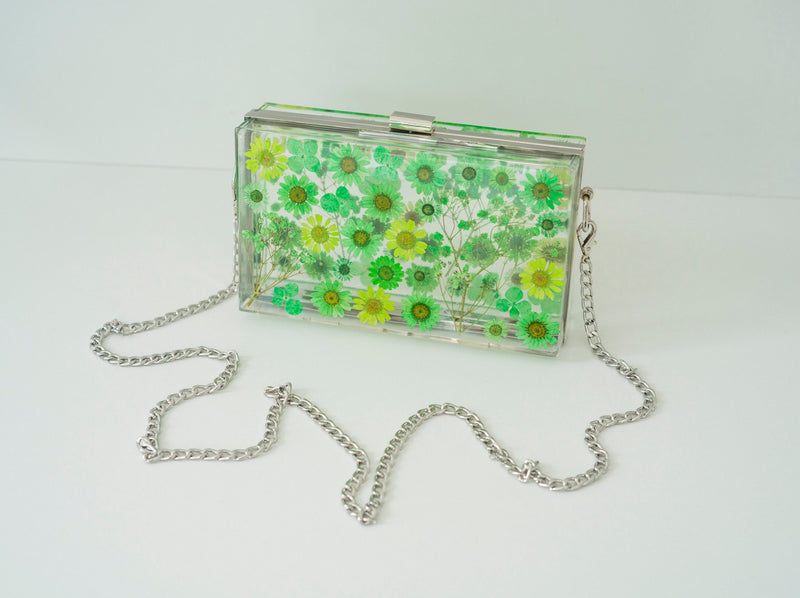 GREEN FLORAL CLUTCH