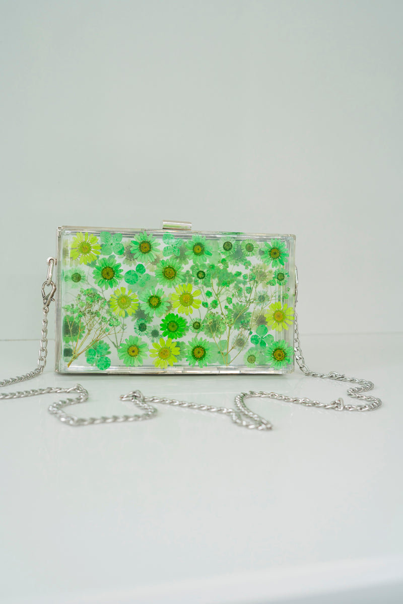 GREEN FLORAL CLUTCH