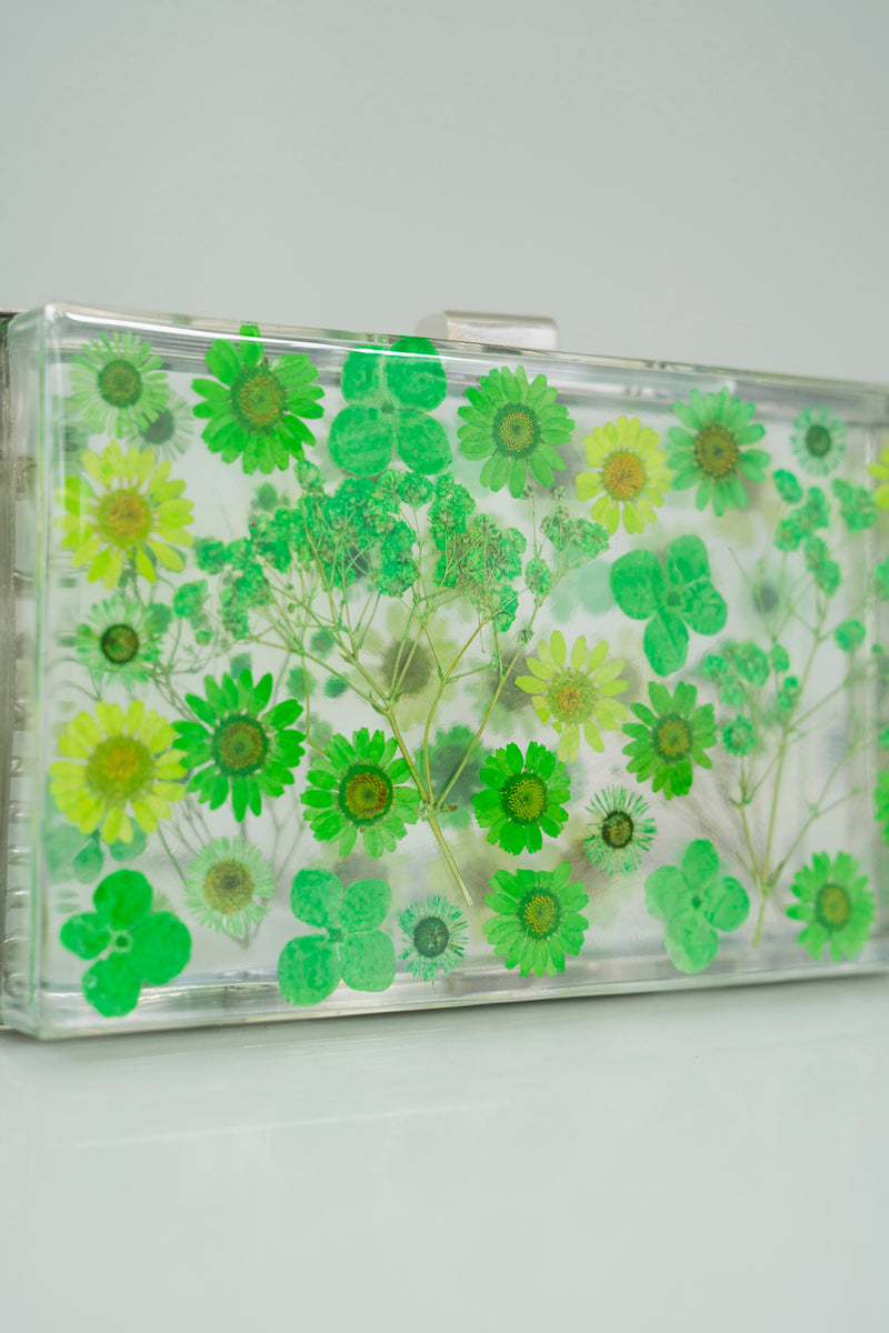 GREEN FLORAL CLUTCH