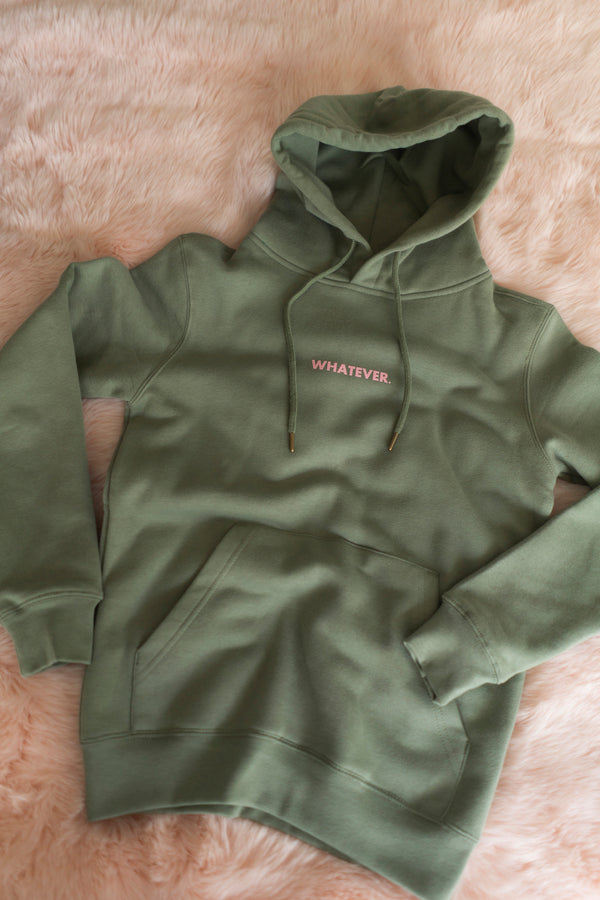 WHATEVER. SOFT OLIVE HOODIE
