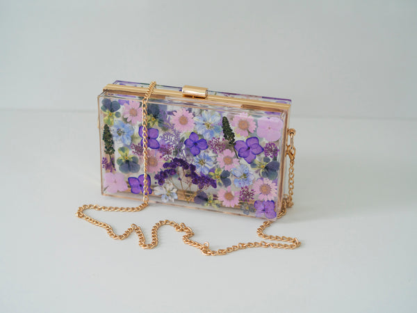 PURPLE FLORAL CLUTCH