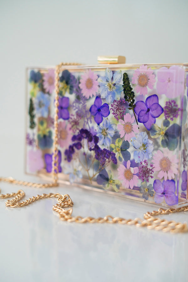 PURPLE FLORAL CLUTCH