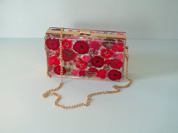 RED FLORAL CLUTCH