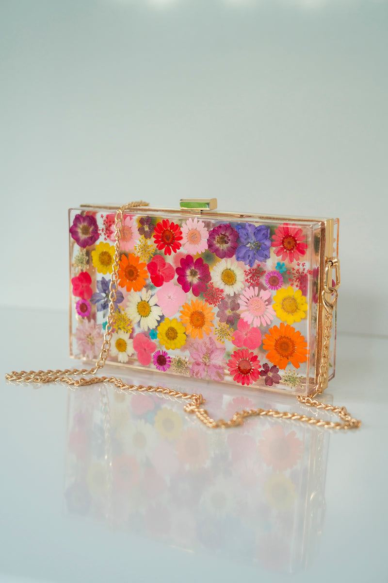 MULTICOLORED FLORAL CLUTCH