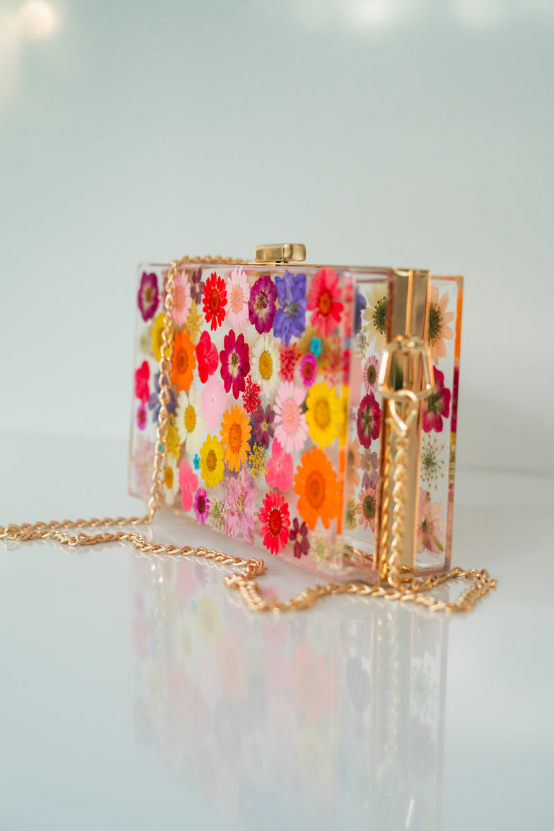 MULTICOLORED FLORAL CLUTCH