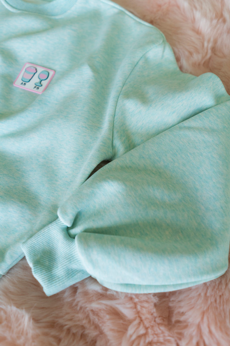 FROM AM TO PM SEA GREEN SWEATER